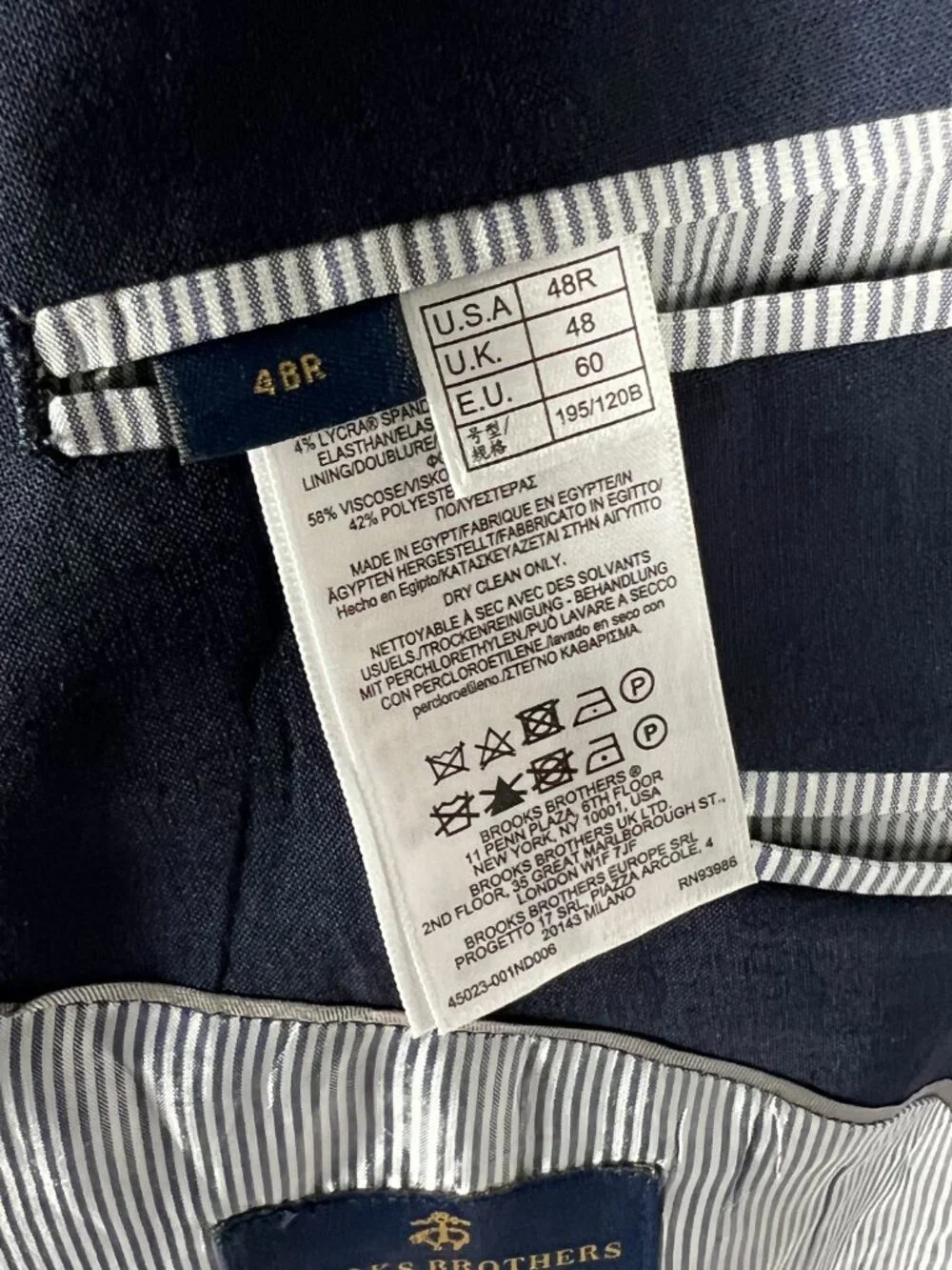NWT Brooks Brothers Explorer Regency Fit Wool Blend Suit Jacket in Navy Size 48R
